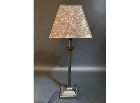 A Contemporary Arts & Crafts Table Lamp, Faux Mica Shade
