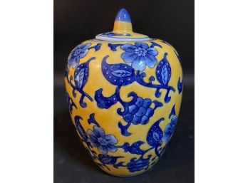 Classically Beautiful Blue & Yellow Lidded Urn