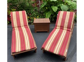 Set Of Two Like-New Teak Lounge Chairs & Cushions