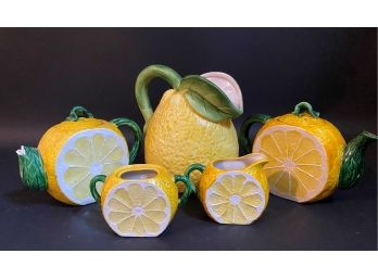 Stunning Vintage Lemon Slice Tea Set & Whole Lemon Pitcher