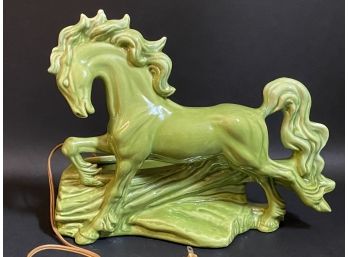 Mid-Century Ceramic Horse With Lighted Base