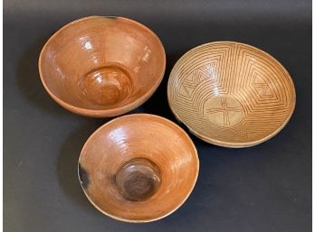 Three Rustic, Hand-Made Artisan Peruvian Ceramic Bowls