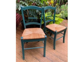 Pretty Sheaf-Back, Rush Seat French Country Side Chairs