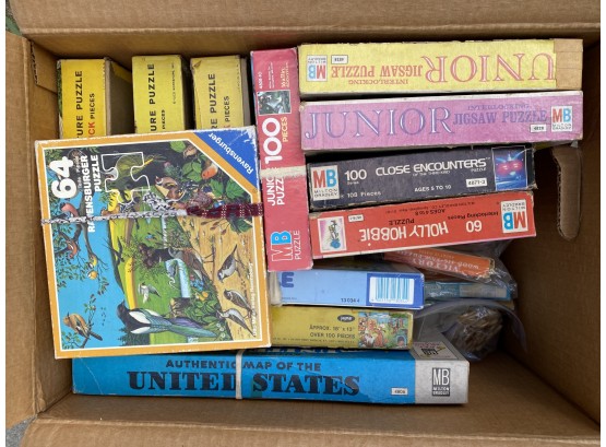 Box Lot: Vintage Children's Jigsaw Puzzles