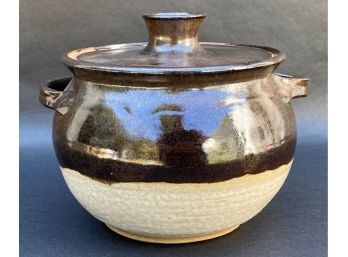 Rustic Vintage Glazed-Pottery Bean Pot