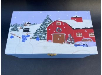 A Snowman Kit In A Painted Wooden Box