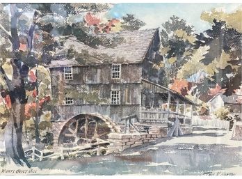 Wights Grist Mill By Paul N. Norton, Fine Vintage Watercolor Print