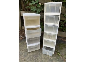 Two Sets Of Stackable Storage Drawers