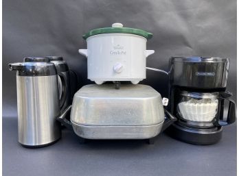 Assorted Countertop Appliances & Two Thermal Carafes