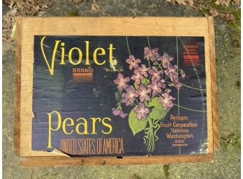 Awesome Vintage Violet Pears Fruit Crate