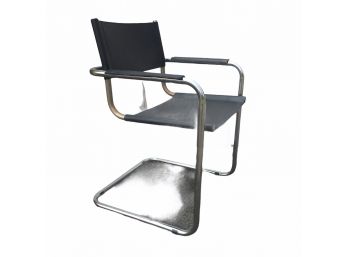 Vintage Mid Century Marcel Breuer ? Cantilever Leather Armchair. Made In Italy.