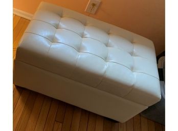 White Tufted Bench With Storage   18 In , 33 In Wide, 20 In Deep