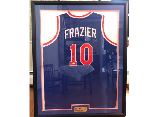 Professionally Framed HOF/New York Knicks Legend Walt Frazier Autographed Jersey (JSA COA)