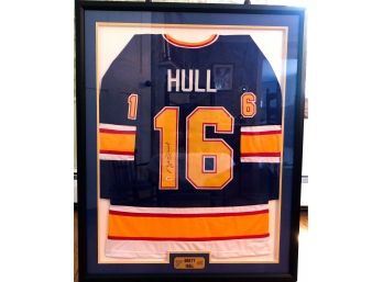 Professionally Framed HOF St. Louis Blues Brett Hull Autographed Jersey (PSA COA)