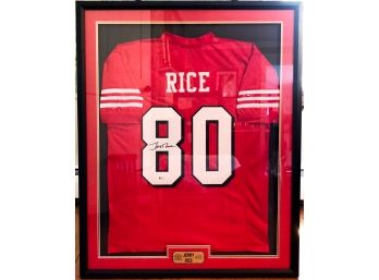 Professionally Framed HOF San Francisco 49ers Jerry Rice Autographed Jersey (Beckett COA)