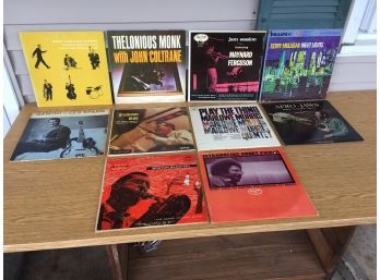 10 Vintage Jazz LP Record Albums. Chico Hamilton, Thelonious Monk With John Coltrane, Gene Krupa.
