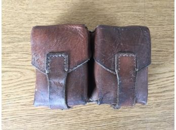 Vintage Yugo 8mm Mauser Leather Double Ammunition Pouch. Good Overall Condition.