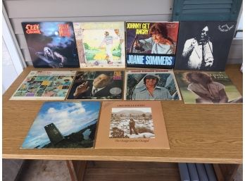 10 Vintage Rock LP Record Albums.  Ozzy Ozbourne, Neil Young, Joanie Sommers, Elton John, Linda Lewis.