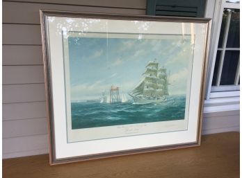 Framed Print West German Naval Training Ship 'Gorch Fock' By Charles Lundgren. Signed By Artist Bottom Right.