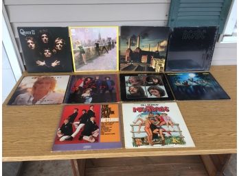 10 Vintage Rock LP Record Albums. Queen, Blondie, Pink Floyd, AC/DC, Rod Stewart, Heart, The Beatles.
