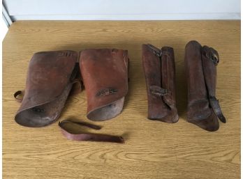 Pair Of Leather Military Spats. World War I Or Earlier. Leather Is Dry And Stiff.