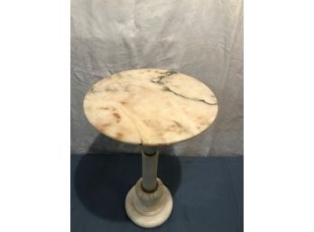 Small White  Mable Pedestal  Table