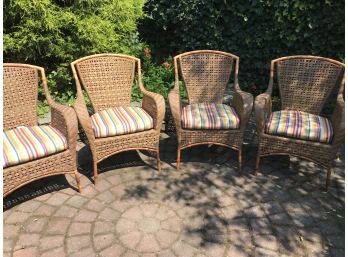 Set Of Four (4) Outdoor Patio Chairs  All-weather  Cushions Included