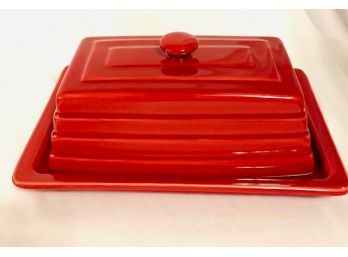 Fiestaware Style Red Butter Dish