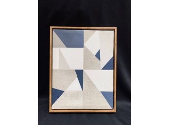 Geometric Canvas Print Set In Faux Wood Frame.
