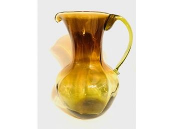 Large Vintage Handblown Smoked Ombre Glass Pitcher Attributed To Blenko