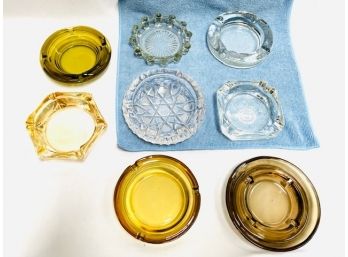 Collection Of 8 Glass Ashtrays