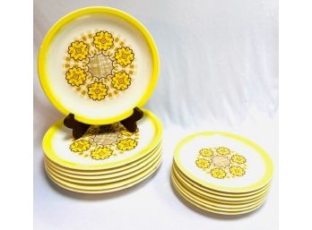 Vintage Taylor Ironstone By Taylor Smith Taylor - 'Yellow Ginghorn' - 14 Pieces
