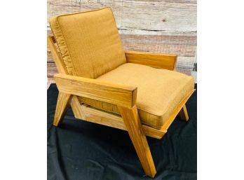 Vintage Solid Wood Framed Cushioned Ranch Style MCM Lounger
