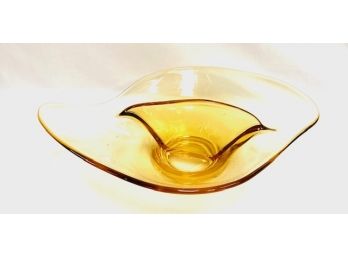Vintage Mid-Century Amber Glass Divider Dish