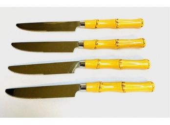 4 Stainless Steel Bamboo Handled Knives