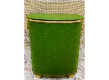 Vintage Vibrant Green Wicker And Woven Hamper