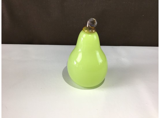 Signed Green Glass Pear