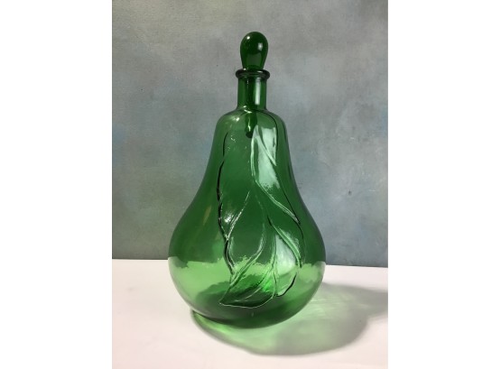 Giant Vintage Pear Decanter Green