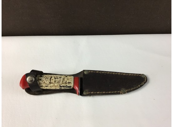 Solingen Germany Knife And Sheeth Red White
