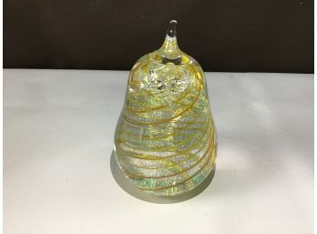 Signed Gold Swirl Glass Paper Weight