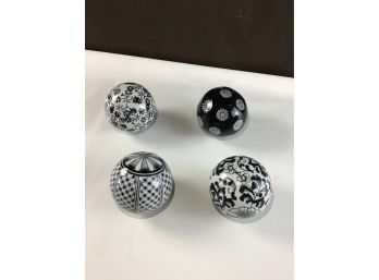 Black And White Glass Ball Lot