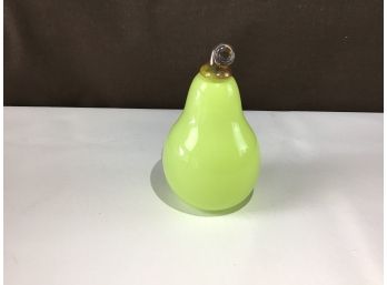 Signed Green Glass Pear