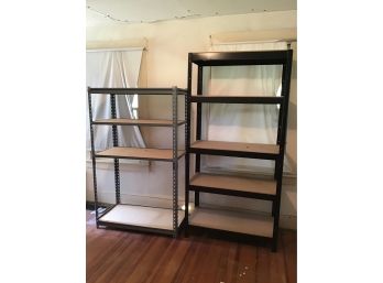 Lot Of Two Metal And Wood Shelves