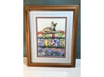 Cat On Quilts Signed Jeanne Mack