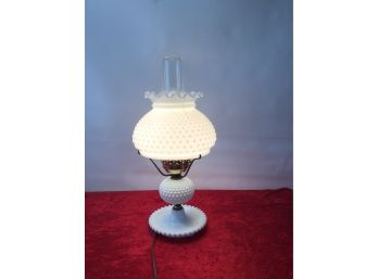 Hobnail Milk Glass Lamp
