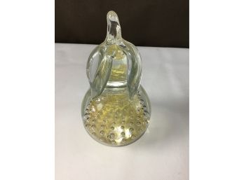 Signed Gold And Crystal Pear Paper Weight