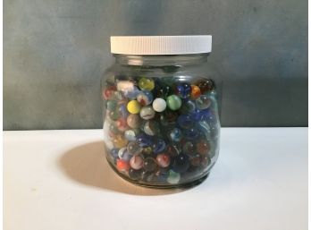 Antique Marbles In Thick White Top Jar