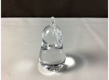 Signed Crystal Pear Paper Weight Simon