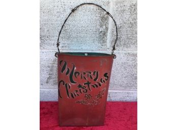 Vintage Merry Christmas Metal Basket