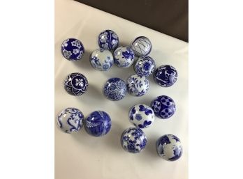 Blue White Glass Ball Lot #2